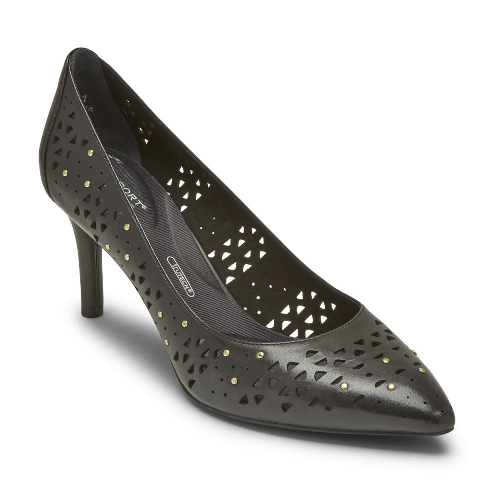 Escarpins Mulher Rockport Total Motion 75Mm Perforated Studded Heel Pretas,Portugal FOYNE-1076